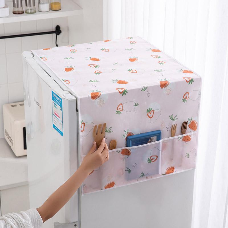 Refrigerator Dust Cover PEVA Waterproof Print Foldable Storages Side Environmentally Friendly Househlod Smooth Washing Machine