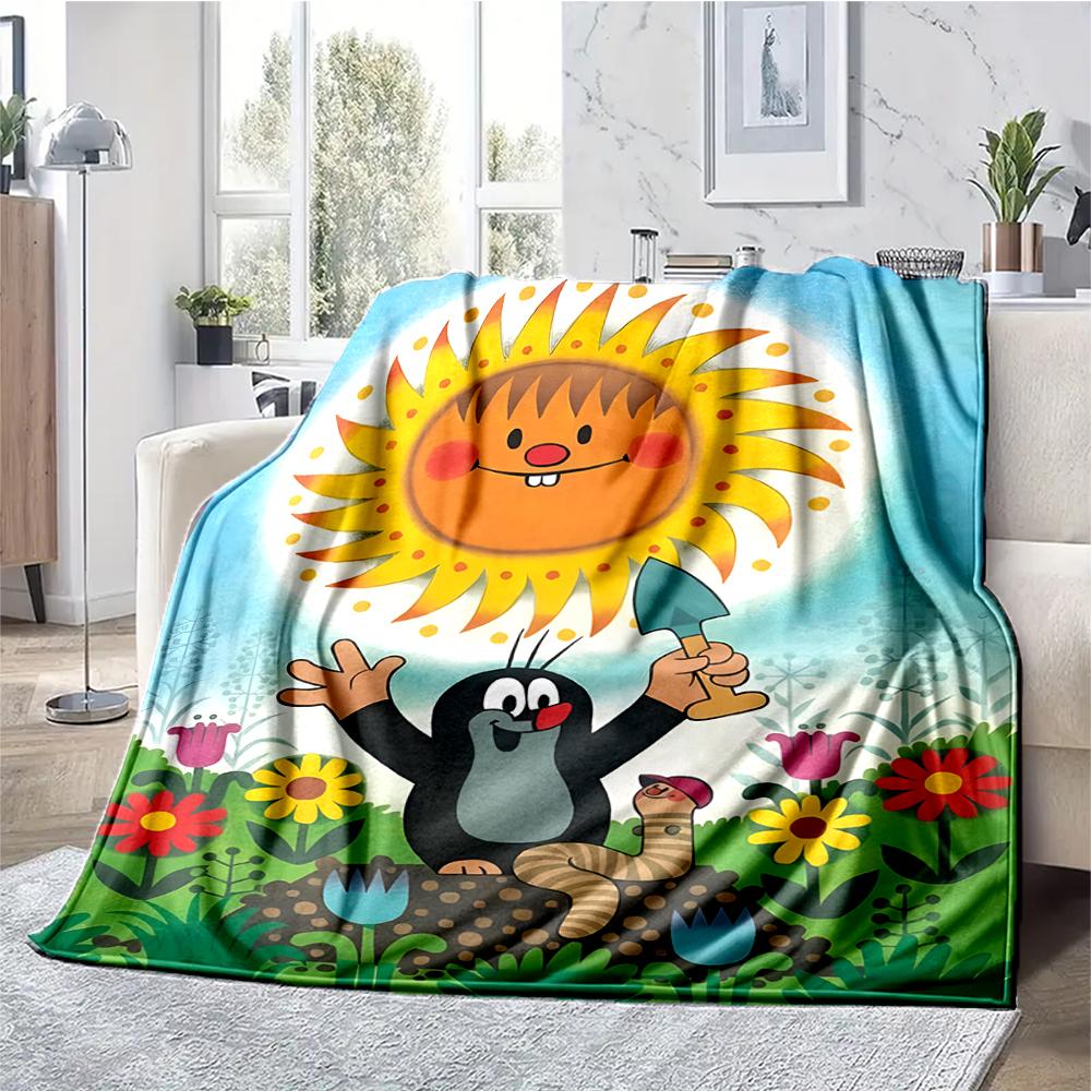 Krtek Theme Printed Blanket - Perfect for Couch, Bed, Travel & Outdoor Use | Machine Washable, Cozy & Durable.