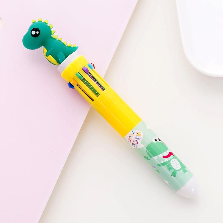 Korean Cartoon Dinosaur & Hippo 10-Color Multifunctional Ballpoint Pen for Students