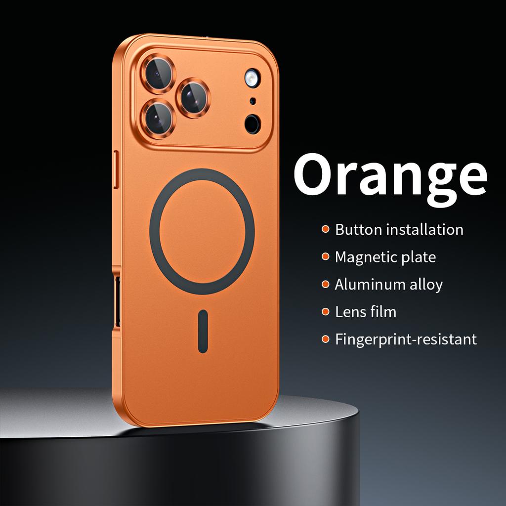For iPhone 17 Pro Max Premium Magnetic Aluminum Alloy Lens Film Protection Anti-Fingerprint Phone Case