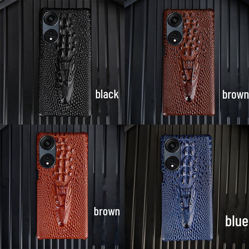 

Кожаный чехол из воловьей кожи с рисунком головы дракона для OPPO A58/A83/A72 - Полузакрытый A95 коричневый