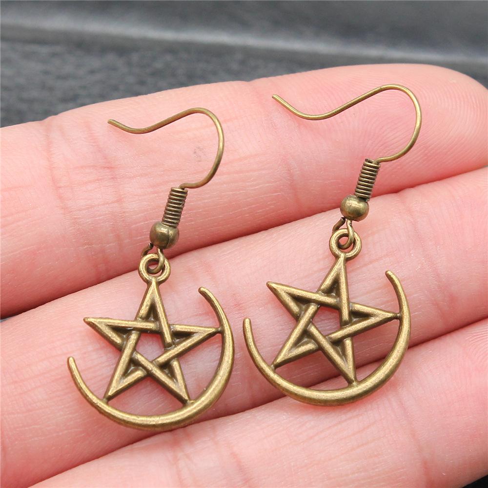 25 Styles Vintage Antique Bronze Plated Moon Sun Star Dangle Drop Earrings For Women Inspired Statement Wiccan Jewelry Gift
