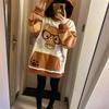Fleecegefüttertes Kawaii Sweatshirt - Soft Girl Otaku Stil mit Rilakkuma Brillen Design