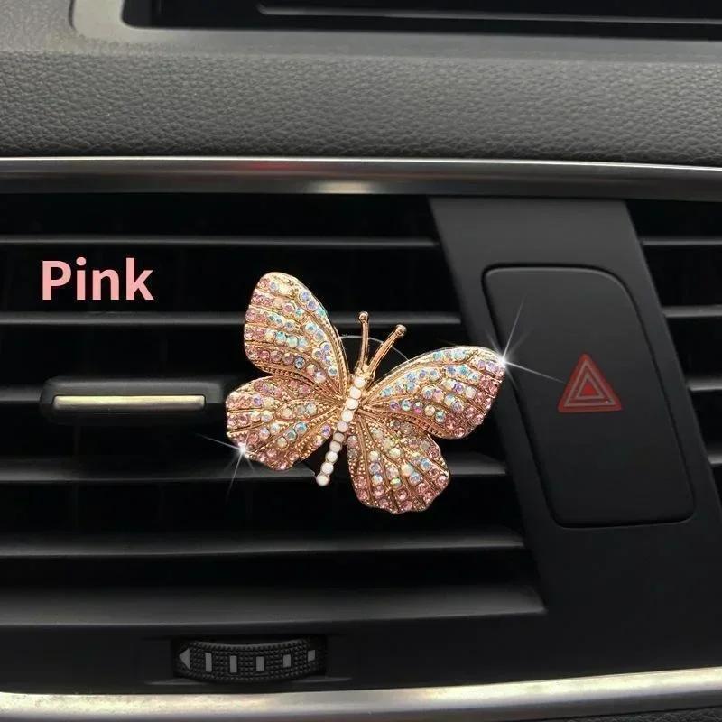 Bling Butterfly Car Accessories, Cute Car Air Freshener, Cars Interior Decoration Charm, Rhinestone Cars Air Vent Clip, Decor