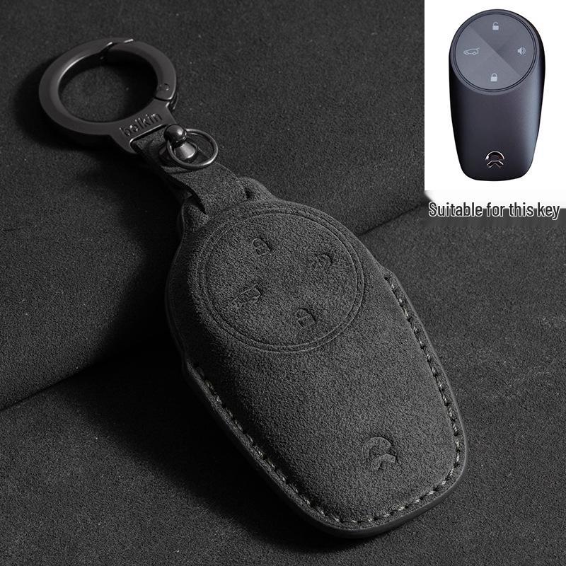 NIO Key Fob Protective Suede Shell for ES6, ES8, EC6, ES7, ET7, ET5 - Three-Color Buckle Design