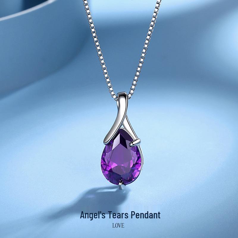 

Подвеска-капля из аметиста Слезы ангела из стерлингового серебра 925 пробы - Элегантный женский европейский и американский стиль 925 Sterling Silver