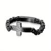 Stainless Steel Men's Cross Curved Personalized Retro Bracelet, Men's Emperor Shaped Chain Bracelet, Hand Accessory