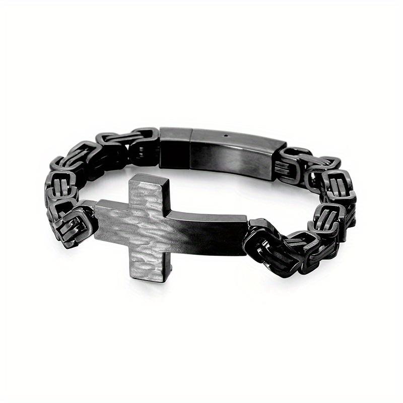 Stainless steel men s cross curved personalized retro bracelet, men s emperor shaped chain bracelet, hand accessory