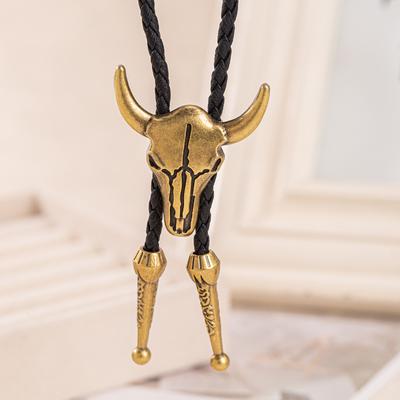 1 pièce Collier Long Homme Pendentif Tête de Taureau Éléments Cowboy Western Style Créatif Chaîne Réglable Collier Pendentif