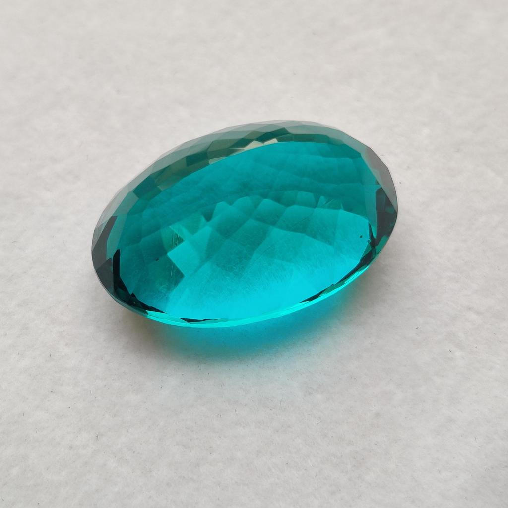38.10 Carat, Oval Cut Natural Glass Stone, Faceted Loose Stone, 26x17x14 Size Stone.