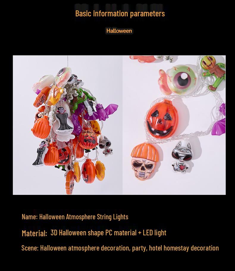 Halloween String Lights: Pumpkin & Ghost Decor for Bar, Kindergarten, or KTV