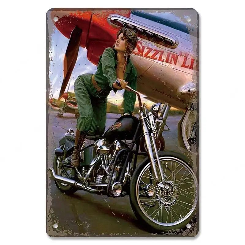 Vintage motokrosový plakát Kovové plechové cedule Motocykl Grand Prix Kovová plaketa Nástěnná dekorace pro garáž Moto Club Man Cave Bar