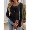 Women's Y2K Temperament Threaded Button Lace U Neck Knit Long Sleeve Top