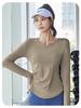 Juyi Hall Solid V-Neck Ruched Long Sleeve Women's Bodycon Yoga Top