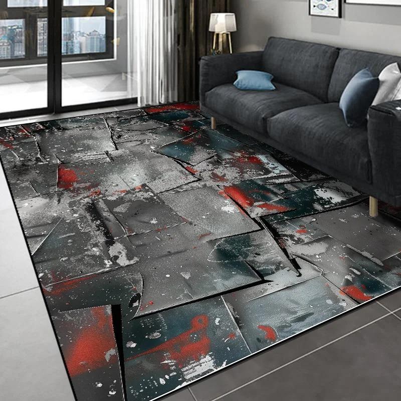 Wasbare Vloerkleden Antislip Modern Abstract Zacht voor Woonkamer Entree Slaapkamer Kinderkamer, Printpatroon, Zwart Grijs Paars
