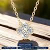 Lyckligt 3 mm 0,1 ct Moissanit Klöverblomma Hängsmycke Halsband för Kvinnor 100% Silver S925 Justerbar Kedja Sött Berlock Smycken Gåvor