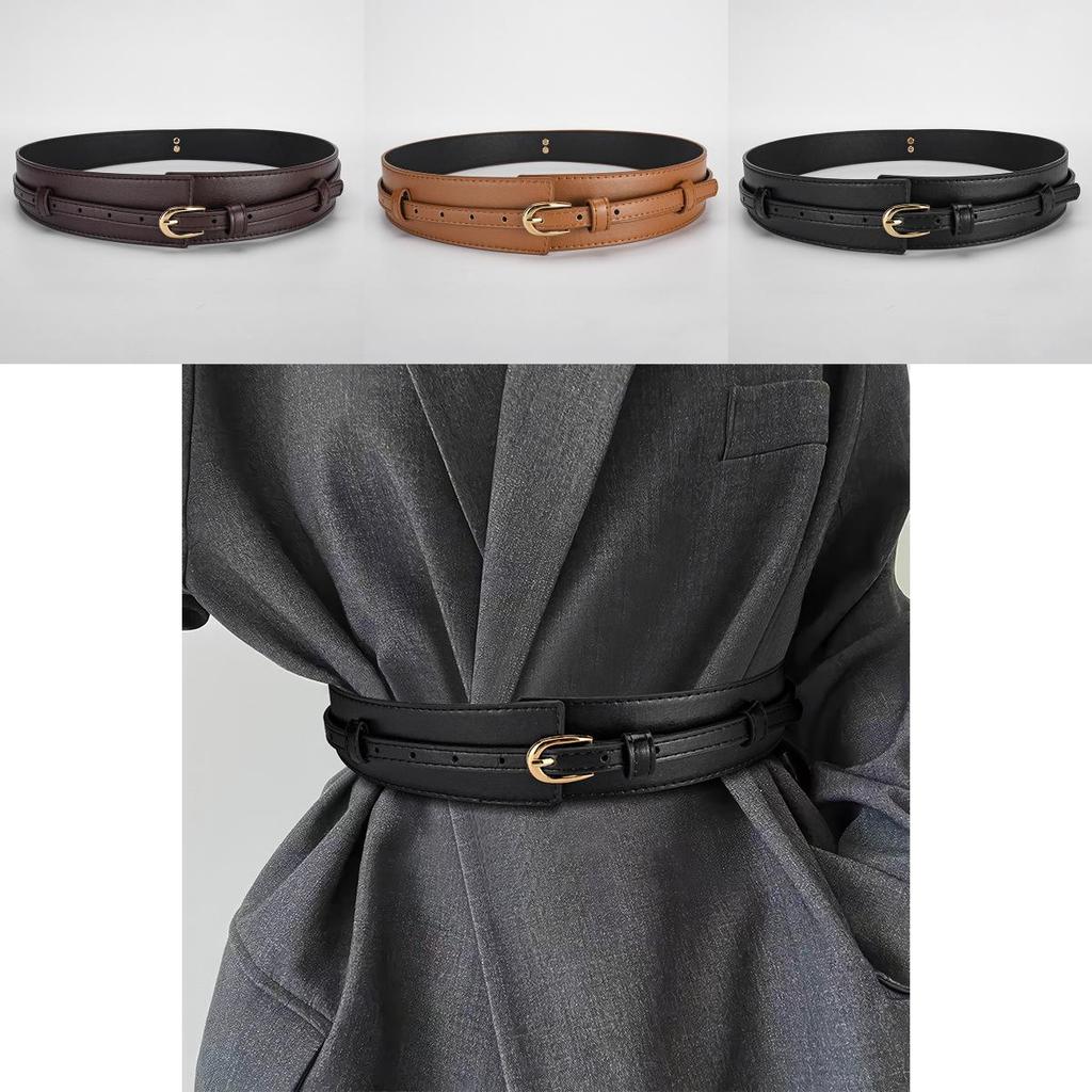 Ladies Leather Belt Dual Use Pu Material Alloy Buckle Wide Waist Belt For Office And Casual Wear