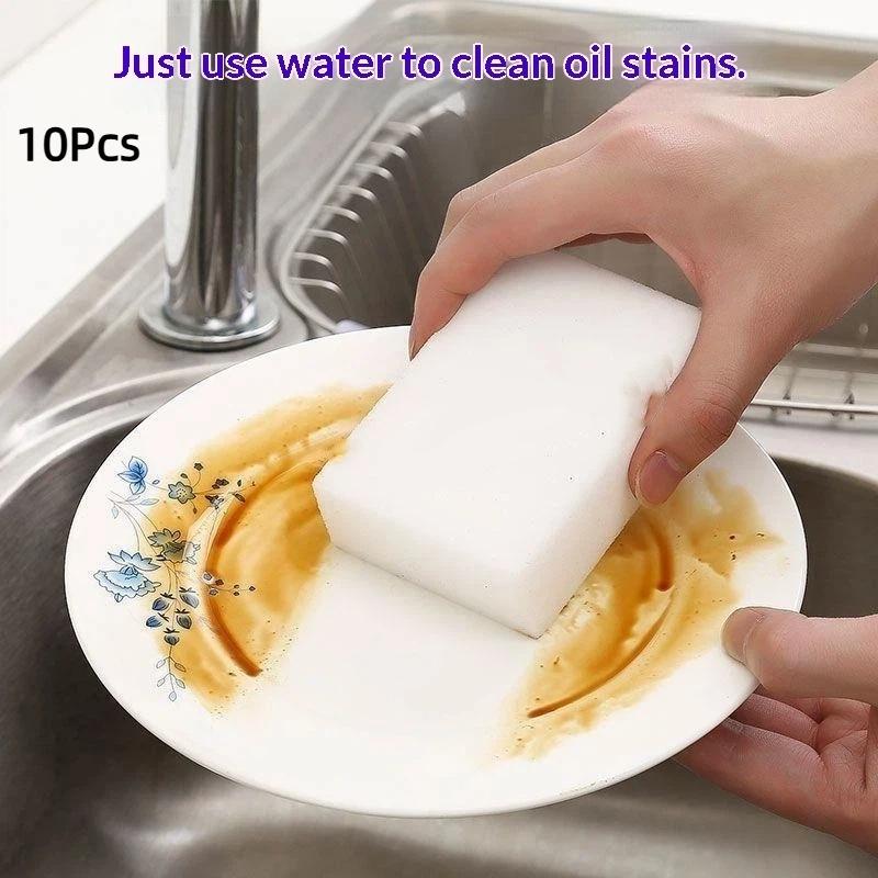 10Pcs All-Purpose Magic Sponge Erasers - Powerful Cleaning For Kitchen, Bathroom, And Car Interior