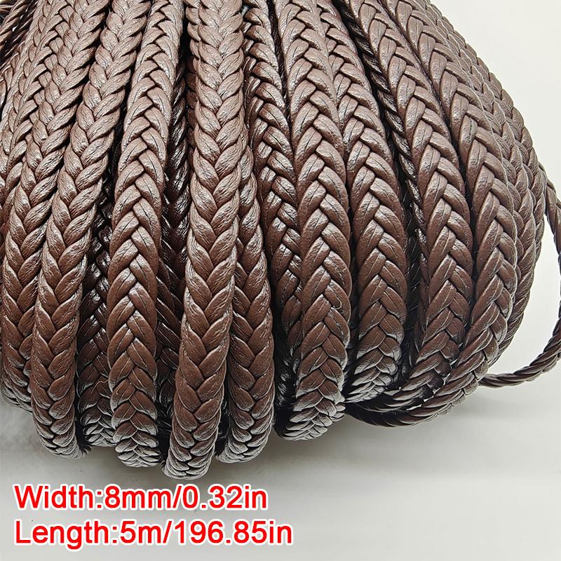 5m 6mm/8mm Tartós DIY Egyenletes Vastagságú 5 Szálas Rugalmas PU Bőr Hosszú Élettartamú Kiegészítők Gondosan Fonott Fonott Egyszínű