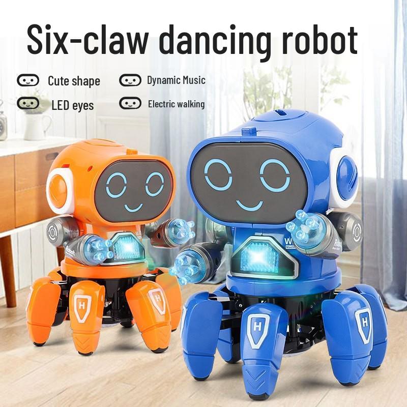 Dancing Six-Clawed Octopus Robot Toy with Lights and Music for Kids