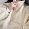 Women's Autumn & Winter Faux Lamb Wool Coat - Short Stand-Up Collar, Warm, Loose Fit, Zip Cardigan Top