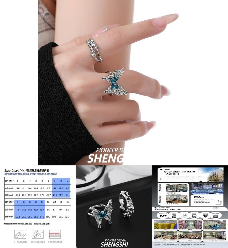 Elegant Blue Butterfly Themed Ring For Women Unique Small Batch Design With Adjustable Size
