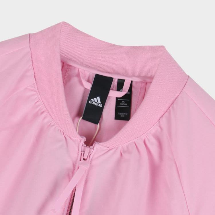 adidas Logo Casual Sports Kurtka z zamkiem i długim rękawem Damska Kurtka Różowa DY8615