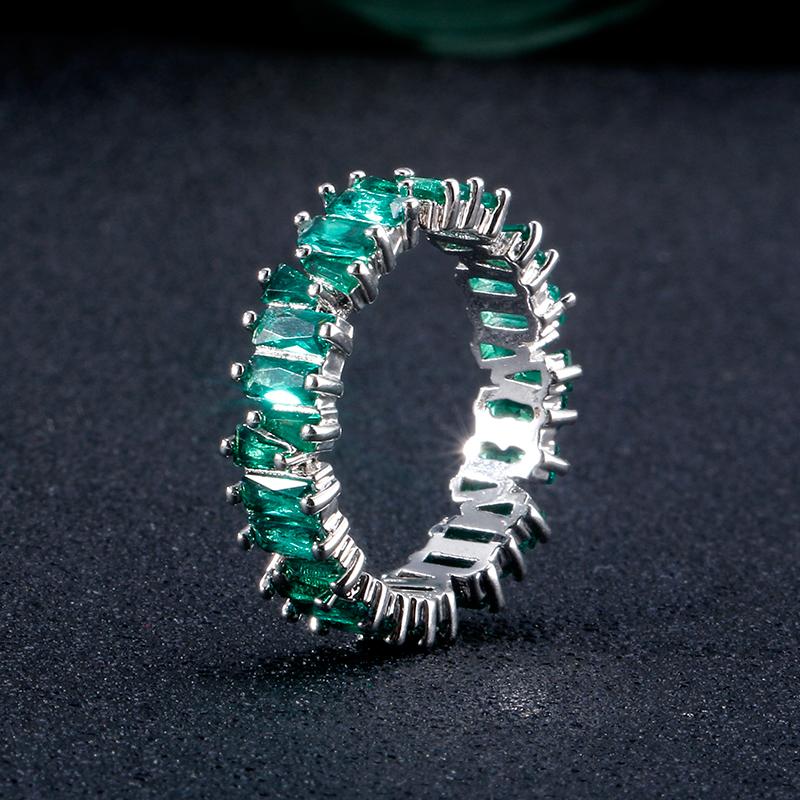 

Роскошные обручальные кольца с багетными кубическими цирконами для женщин, с кристаллами маркизы для свадебной вечеринки, цирконовые подарки 7 зелёный