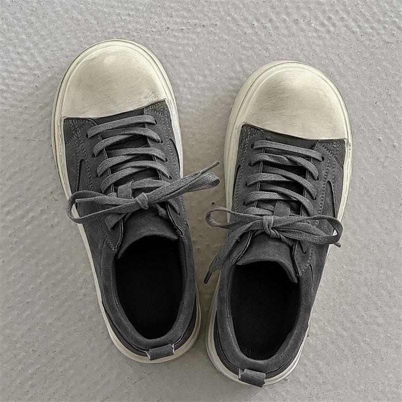 

Star same retro old Mickey big head men s shoes Merad thick baseplate shoes American lace-up biscuits canvas shoes 44