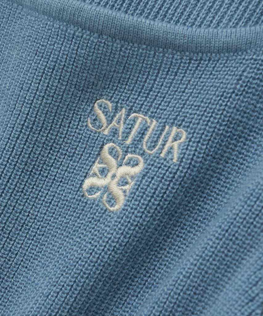 Seteo (W) Square Neck Knit Long Sleeve Blue