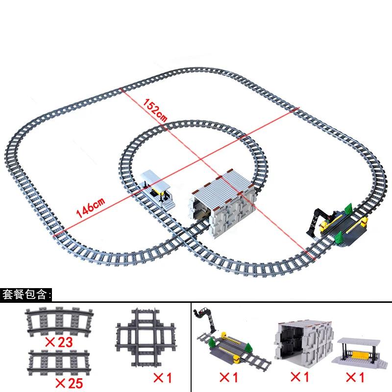 Compatible With LEGO MOC Railroad Bridge Train Track Combination Scene Building Blocks DIY Cross Track Bricks Toys Rail Car