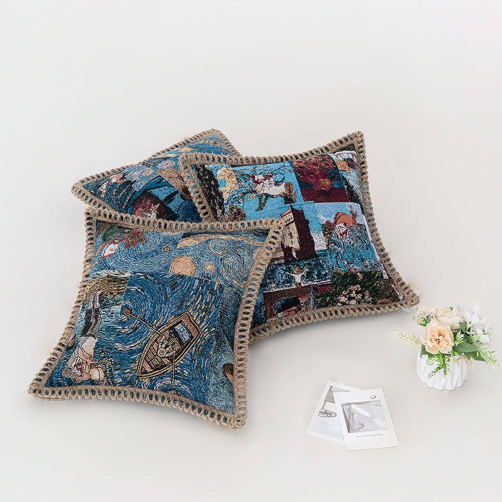 Mediterranean Artist Striped Pillowcase Home Living Room Sofa Art Deco Cushion Cover Study Long Sitting Pillow