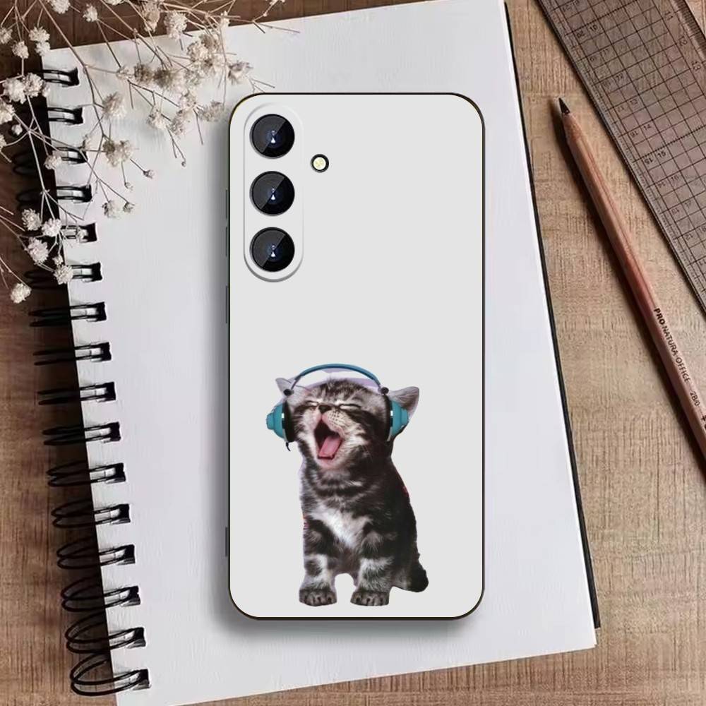 Goofy Silly Cats Big eyes Phone Case For Samsung Galaxy A73,A72,A71,A70,A52,A51 Others Soft Black Cover