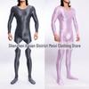 High Elastic Glossy Unisex Full-Body Jumpsuit - Large Size, Silky Luster, European & American Style, Sexy & Transparent, Smooth (Model 7076)