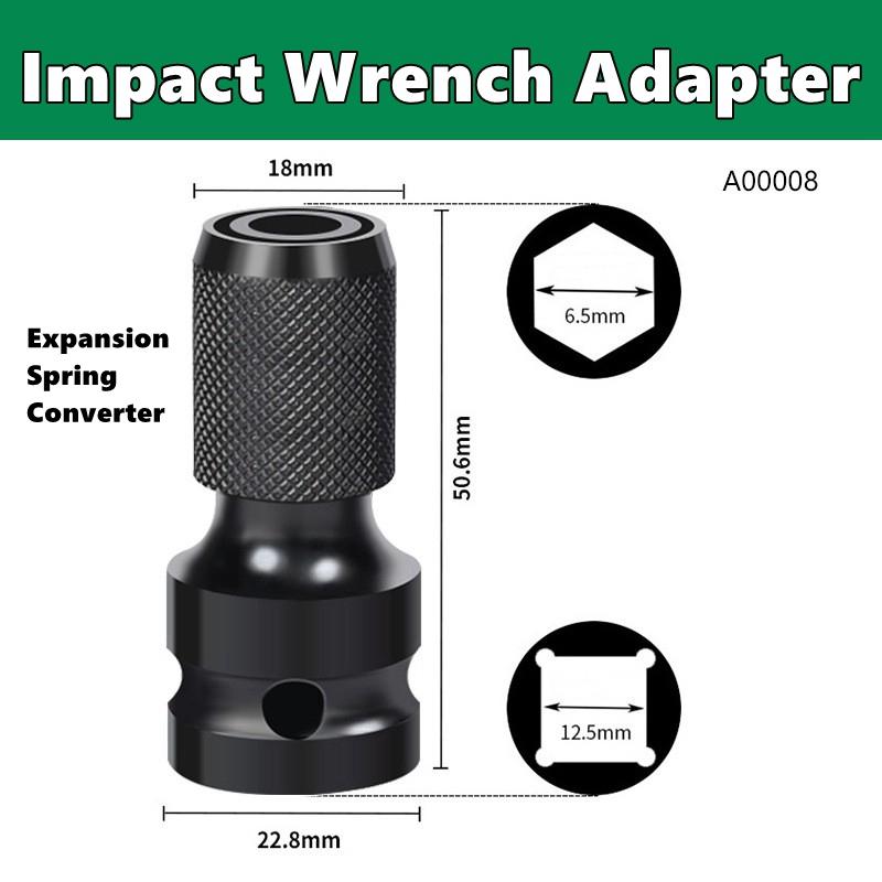 Quick Release 1/2-Inch Square Drive to 1/4-Inch Impact Hex Socket Adapter Converter Chuck Adaptor for Impact and Ratchet Wrench