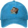 Casquette de Baseball Café et Livres Style Denim Lavé Vintage Casquette Dad Réglable Unisexe Décontractée