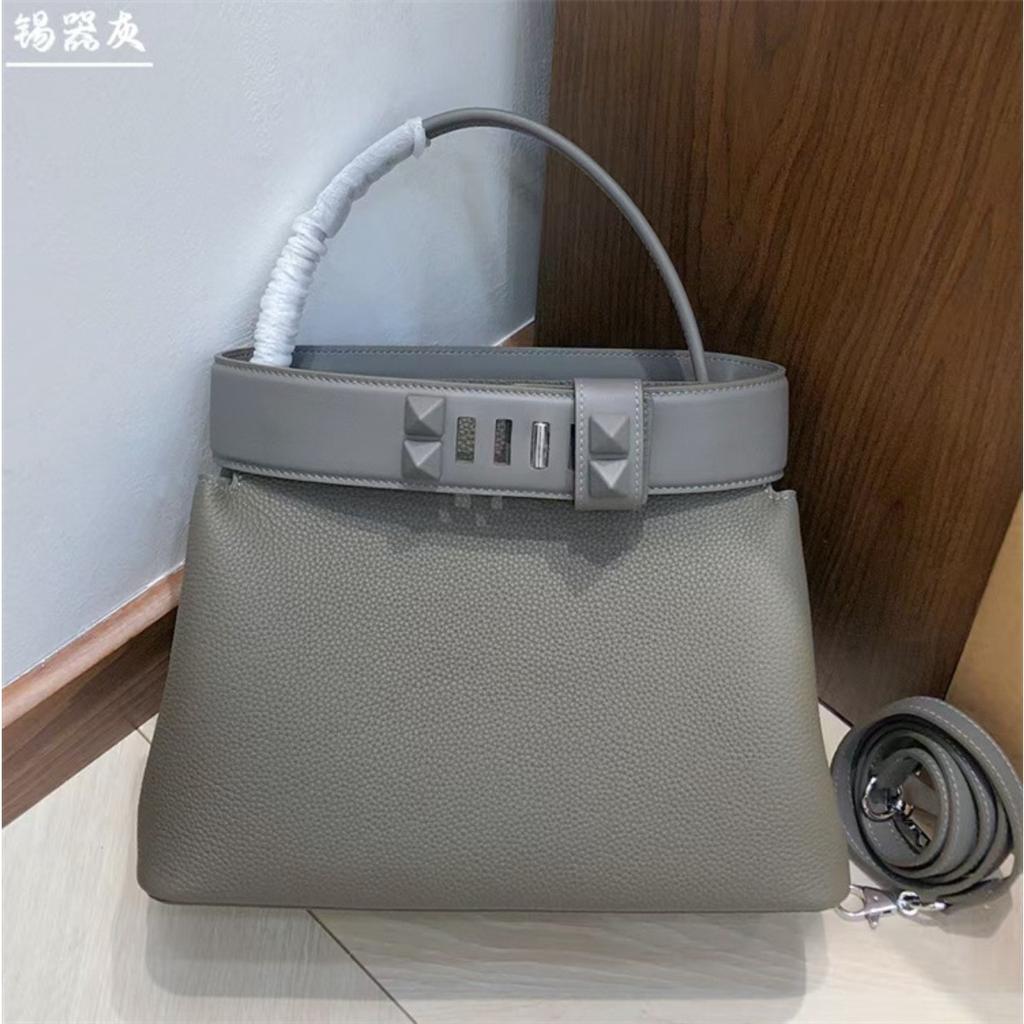 Damenhandtasche Togo Rindsleder erste Schicht Schloss Öffnen und Schließen Handtasche Tragetasche Schulter Crossbody Tragbare Damenhandtasche