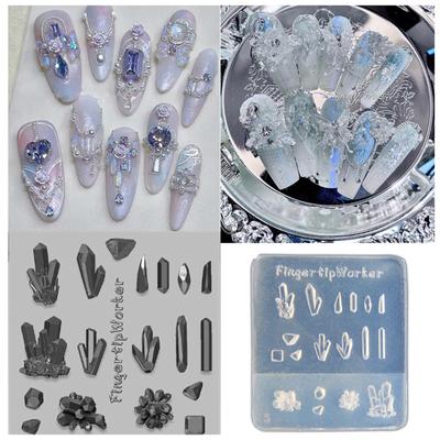 Nail Art Siliconen Stempel Mal voor Feest en Salon Kristalsteen Vormige Manicure Mal Embossed Nagel Sjablonen voor Vrouwen