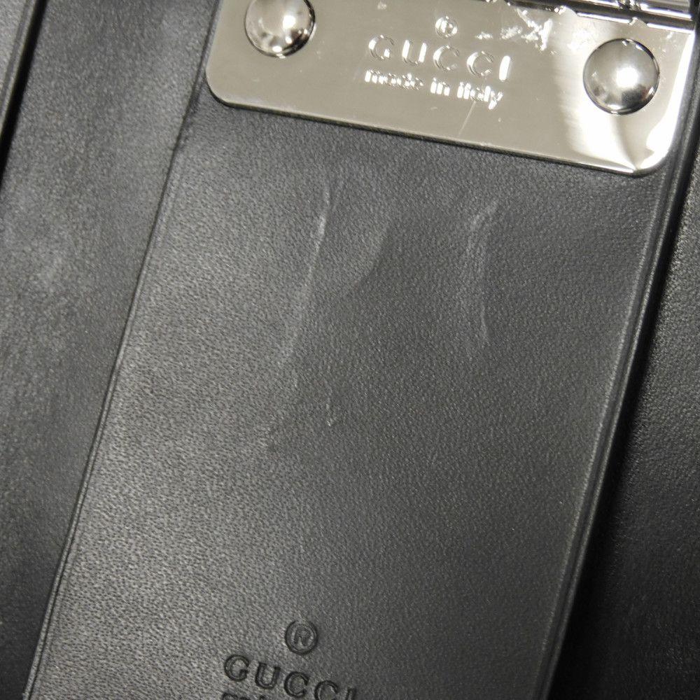 Used Guccissima 6-ring keychain (138093 7949) with double G embossing (9539) in black. Unisex. from Japan AUTHENTIC