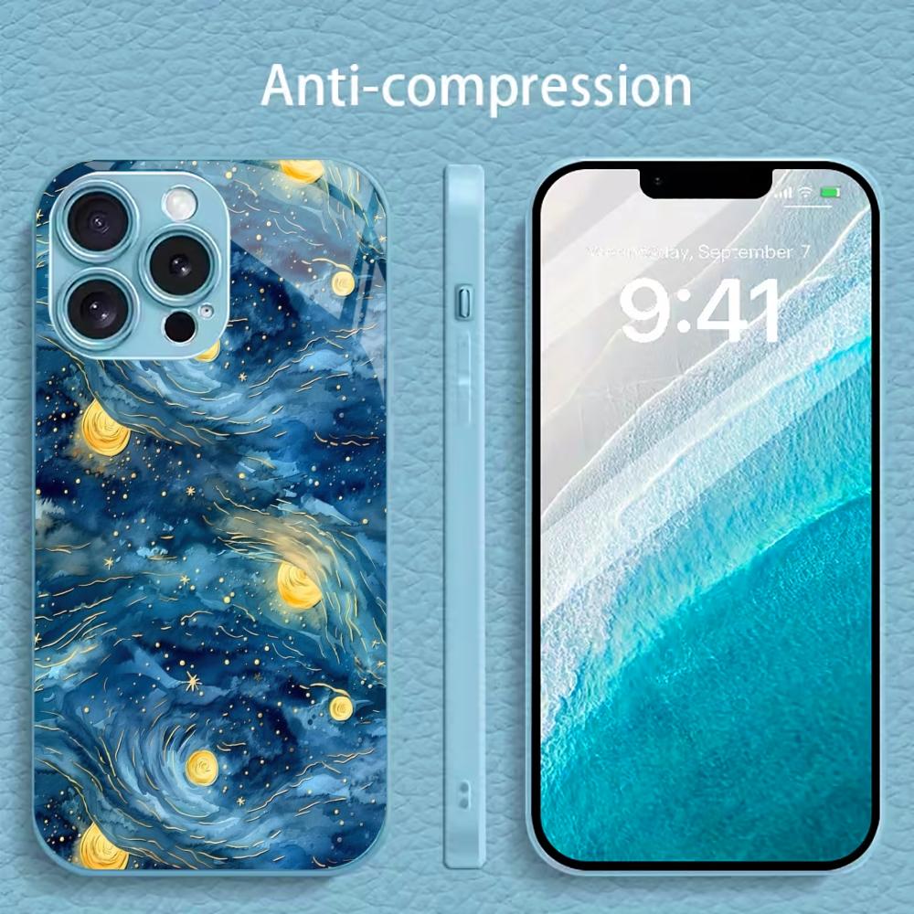 Starry Sky New Hot-selling Protective Case Phone Case Metallic Paint Glass PhoneCase for iPhone 17 16 15 14 13 12 11pm Pro Plus