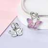Charms Copperplated Pink Purple Butterfly-Shaped Pendants Fit Charms Original Bracelet Beads Women Jewellery Making Diy