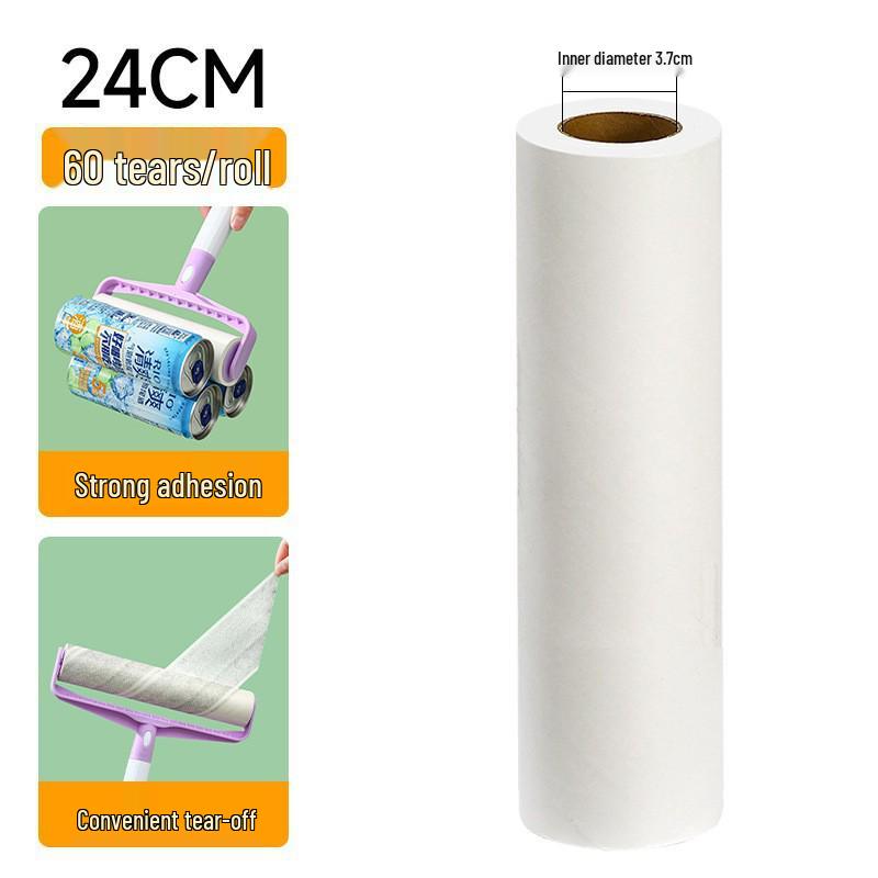 Long Handle Lint Roller with Large Sticky Brush for Bed, Floor, and Hair Cleanup - Tear-Off Paper Replacement Included.