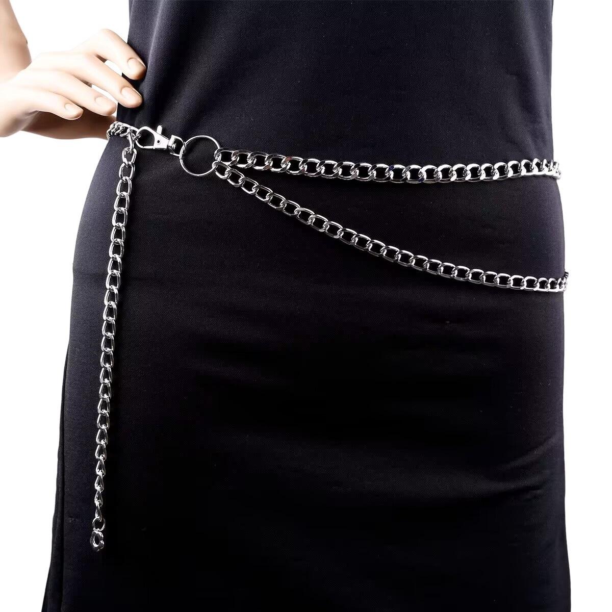 

New retro trend metal ring waist chain female punk style versatile multi-layer chain waist accessories
