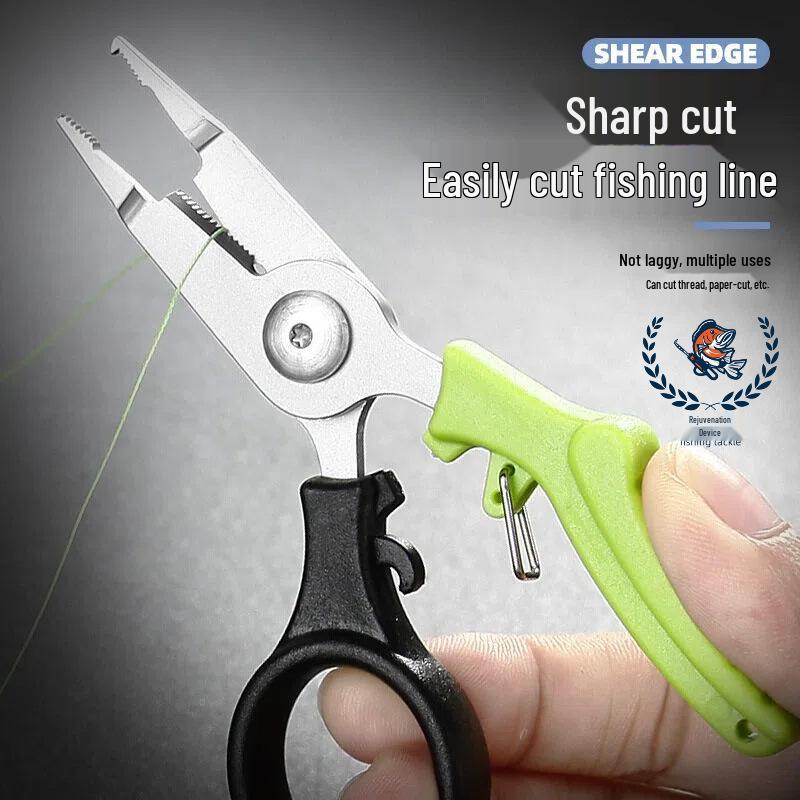 Portable Stainless Steel Multi-Functional Fishing Pliers with Scissors, Hook Remover, and Line Cutter