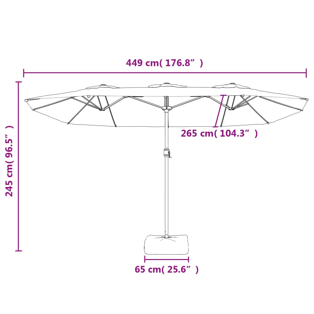 Vidaxl Podwójny Parasol Ogrodowy, Terakotowy, 449X245 Cm
