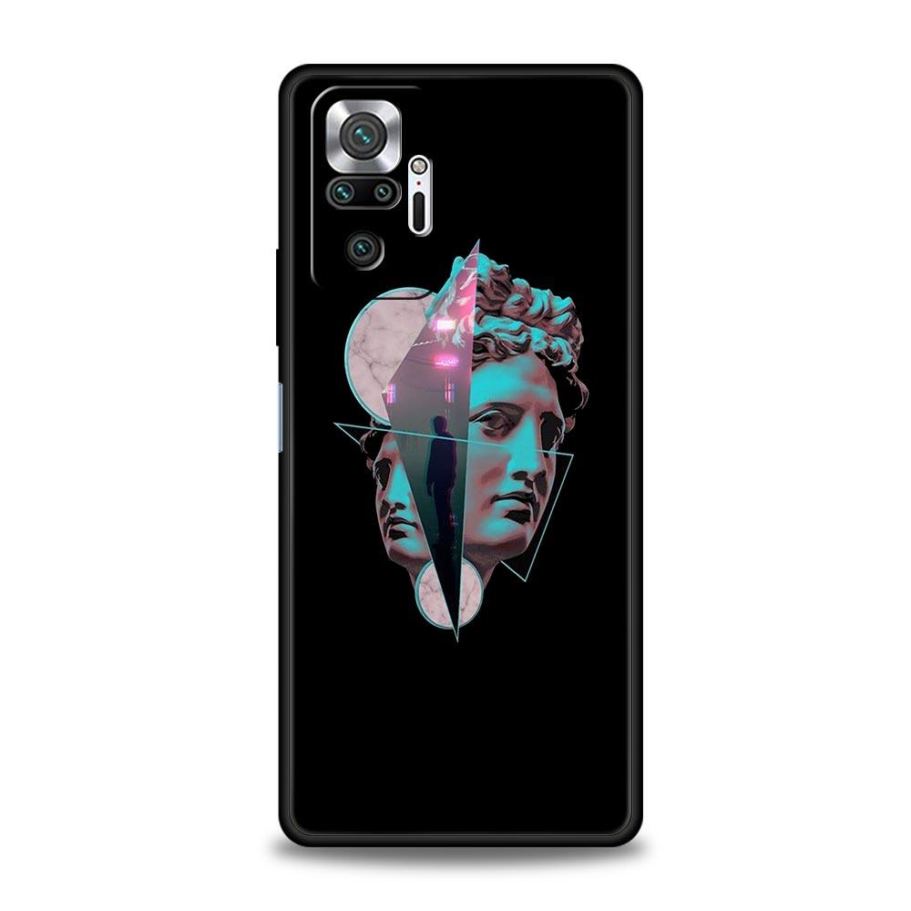 Cartoon Statue Abstract Art Phone Case Cover for Redmi 14C 10C Note 15 14 13 12 10 11 K40 Pro Plus 5G Soft TPU Shockproof Fundas