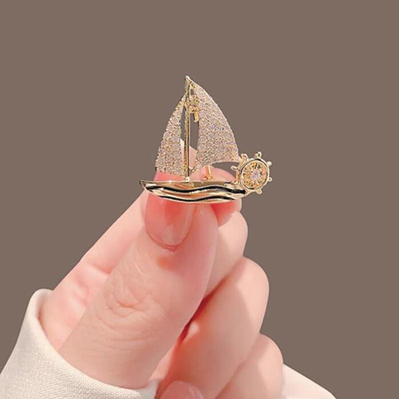 Diamond-Encrusted  Accessories For High-End Women'S Delicate Sailing Corsage Pins