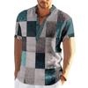 Vintage Men'S 3D Faion Patchwork Printed Irt Oversized Autumn  Collar Fce Lined Thiened Nine-Quarter Sve