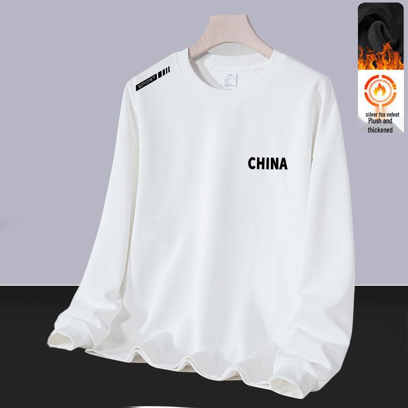 Men's Autumn/Winter Thickened Plus Size Velvet Hoodie - Versatile Round Neck Long Sleeve Pullover
