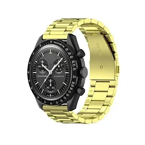 

Ремінець з нержавіючої сталі для спільної колекції Omega x Swatch MoonSwatch 20 мм Металева складана застібка Браслет на зап ястя Аксесуари для годинників Сріблястий 20mm золотий